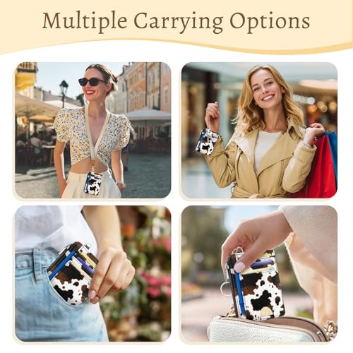 Kelvoris Credit Card Holder Small Wallet Women, Slim RFID, Cow Print - color: Cow Print