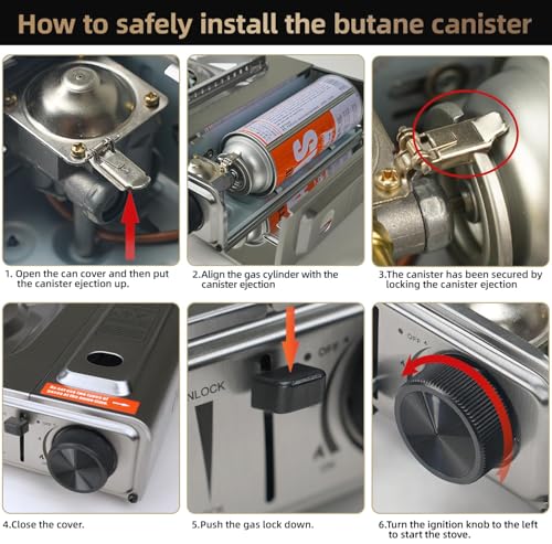 GasBRUH Single Butane Camping Stove with Windblocker, 10000BTU Stainless Steel Portable Camping Stove with Carry Case,Gas Stove for Camping,Tailgating,Outdoor Cooking,Emergency(Fuel not included) - color: Silver