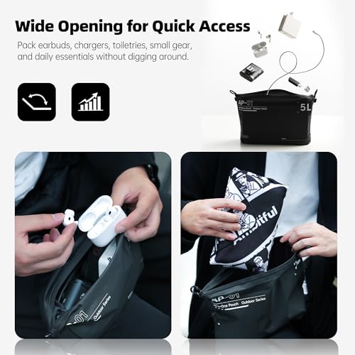 AMBITFUL AP-01 Water-Resistant Organizer Pouch, 7''x4.7'' Ultra-Light Travel Storage Bag for Camera Accessories, Cables, Toiletries and Outdoor Gear (S（0.8L）) - size: S（0.8L）