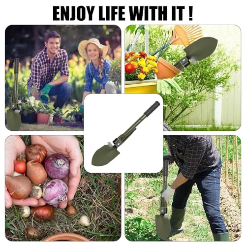 Mini Folding Shovel, Portable Lightweight Outdoor Tactical Survival Foldable Mini Shovel, Entrenching Tool, Camping, Hiking, Digging, Car Emergency - Green