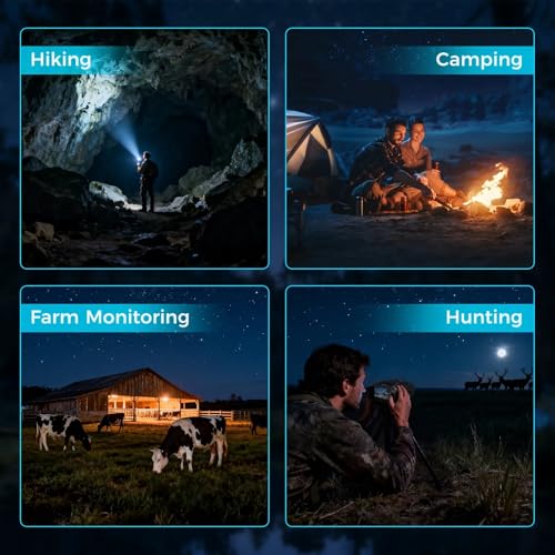 Night Vision Goggles, 4K Night Vision Binoculars with 3.99" HD Screen, 10000mAh Rechargeable, 64GB Card Included for Wildlife Observation & Surveillance - color: Carbon Black