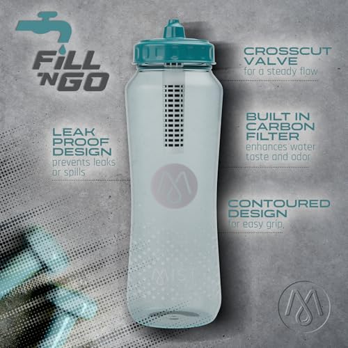 Mist Sports Squeeze Water Bottle with Built-In Filter for Pure Water, Lightweight and Easy Grip Squeeze Water Bottles Sports Quality, Leak Proof & BPA Free Athletic Water Bottle Squirt Top, Deap Teal - color: Dark Teal