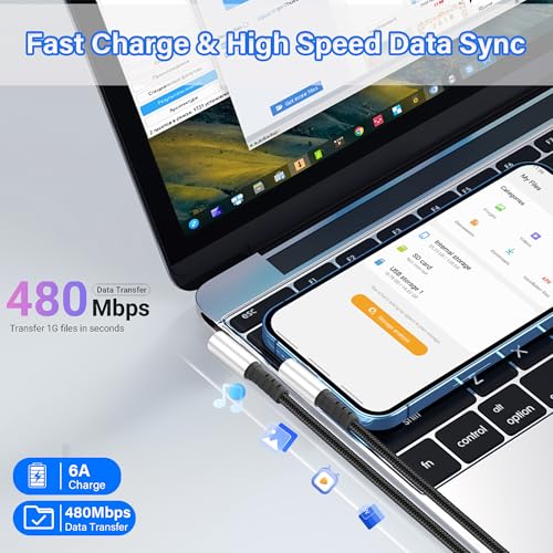 Short USB Type C Charging Cable USB A to C Cable 6A Fast Charging Cord 90 Degree Type C Charger Cable for Car Cell Phone Tablet and USB C Devices 9.8in (Right Angle A to Right Angle C) - style: Right Angle A to Right Angle C