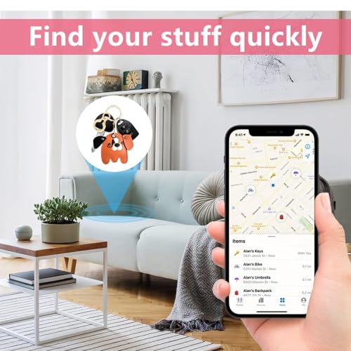 Leather Keychain holder Protective Case Compatible with Apple AirTag - color: Dog