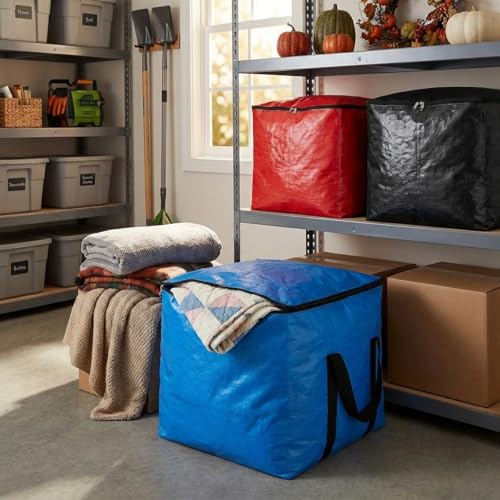 Extra Large Cube Moving Bags (Blue, 25"x25"x25") | Heavy Duty, Water-Resistant, Foldable, For Clothes, Bedding, Blankets & Pillows, Reusable Alternative to Moving Boxes - color: Blue, size: 25"x25"x25"