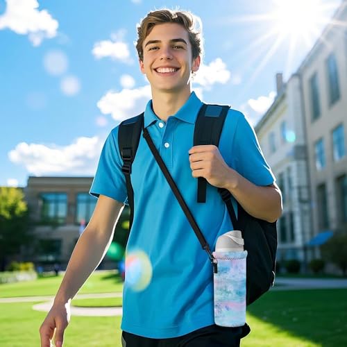 RICHEN Neoprene Water Bottle Carrier Bag with Adjustable Shoulder Strap,Insulated Water Bottle Cover for Stainless Steel/Glass/Plastic Bottles - color: BC-58, size: 500ml