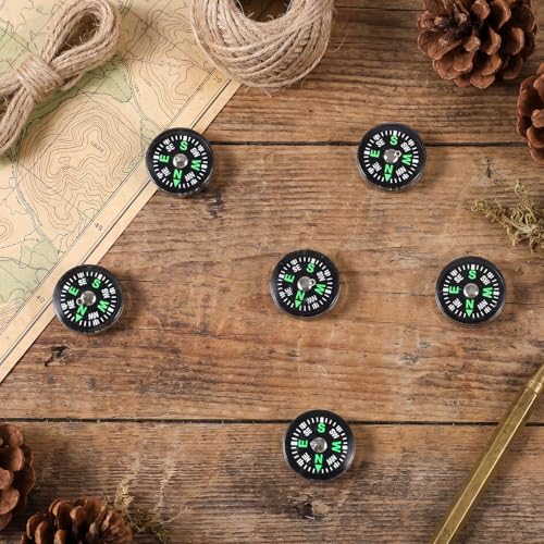 20 Pcs Mini Button Compass Hard Shell, Liquid Filled Button Compass for Hiking Survival Watch Band Paracord Camping Outdoor Activities Accessory Gear 3/4 Inch (20mm)