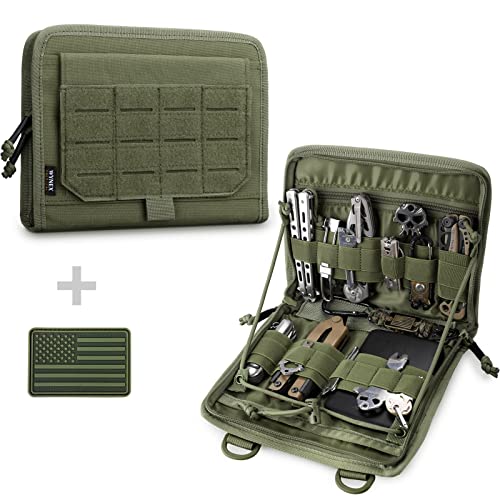 WYNEX Tactical Molle Admin Pouch, Laser-Cut, EDC Organizer Tool Pouch | Utility Organizer EDC Medical Bag, EDC Pocket Modular Pouch, Tactical Accessories EDC Pouch, Include U.S Patch - color: Army Green