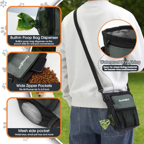Dog Treat Pouch, 4 Cup Training Bag, Magnetic Closure, 3 Way Wear, Gray - color: Gray