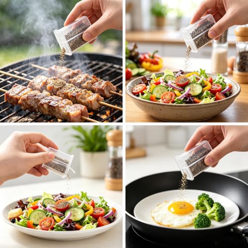 1 Pack Mini Salt and Pepper Shaker, Travel Salt Shaker, Portable Spice Container, Refillable Plastic Jar with Lid for Home, Restaurant, Wedding, Camping, RV, BBQ, Picnic Cooking - size: 1pcs