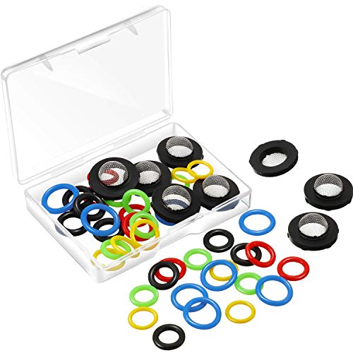Tatuo 48 Pcs O-Ring Power Pressure Washer Kit 6 Sizes for Power, Gun | Rubber Washers Pressure Washer Gasket Rings Sealing Stainless Steel Filter for Power Pressure Washers, Pump, Wand