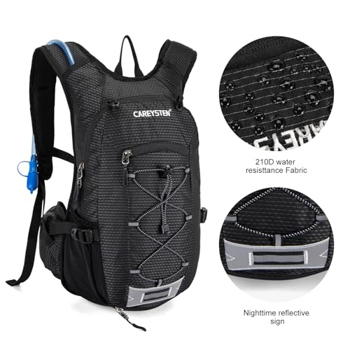 Carey STEN Hydration Backpack Hiking Pack Equipped 2L Water Bag - color: Black