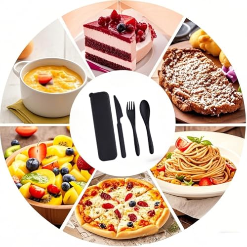 Portable Reusable Travel Utensils with Case(Black,Black, Purple,Purple) - color: Black,Black, Purple,Purple