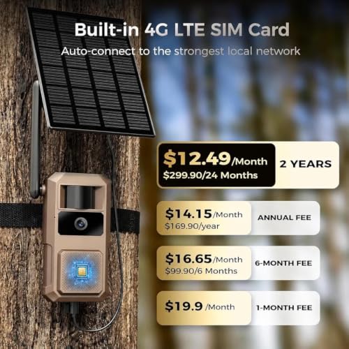 Loatos 48MP Trail Camera, AI Animal Detection 2K Live Cellular Trail Camera | 4G LTE Built-in-SIM, Real-Time Alert 0.1s Trigger, Game Cameras with Night Vision Motion Activated Waterproof IP66 Trail Cam