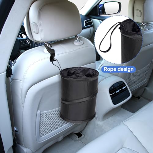 2 Pack Car Trash Bins, Mini Collapsible Car Garbage Can with Sticker, Hanging Car Trash Bag for Back Seat, Multipurpose Water Proof Bag Leak Proof Garbage Bin for Car(Size:6.30 x 7.87inch)