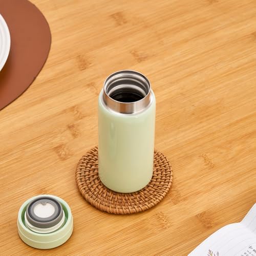 Mini Thermos Cute Water Bottle - 7 oz Tiny Insulated Vacuum 18/10 Stainless Steel Small Flask - Leak Proof & Spill Proof & Keeps Cold and Hot for Drink, Coffee, Tea - Light Green - color: Light Green, size: 6.8 Ounces