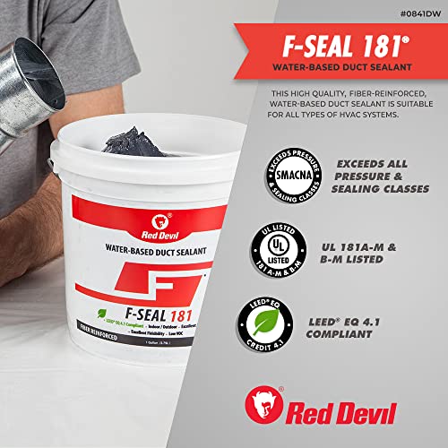 Red Devil 0841DW F-Seal 181 Fiber Reinforced Water Based Duct Sealant, 1 Gallon, White - color: White, size: 1 Gallon, style: 1 - Pack