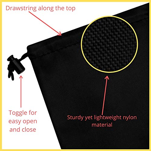 PALTERWEAR Drawstring Pouch (5 x 7-12 Pack - Black) Small Nylon Cinch Bag with Toggle for Travel, Gym and Storage - color: Black, size: 5 x 7 - 12 pack