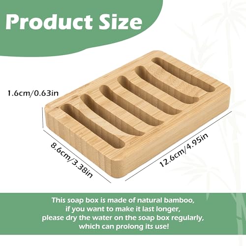Bamboo Soap Dish, Bar Soap Holder Self Draining Soap Dish Natural Bamboo Soap Holder Waterproof Anti-Slip Wooden Soap Dishes for Bar Soap Saver Tray for Shower Bathroom Kitchen Sink Bathtub