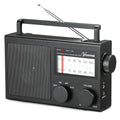 Portable AM/FM Radio with Bass Control, Equipped with a Built-in high-Power Speaker, Headphone Jack, and AUX Audio Input, Supports Battery or AC Power Operation (Black) - color: Black