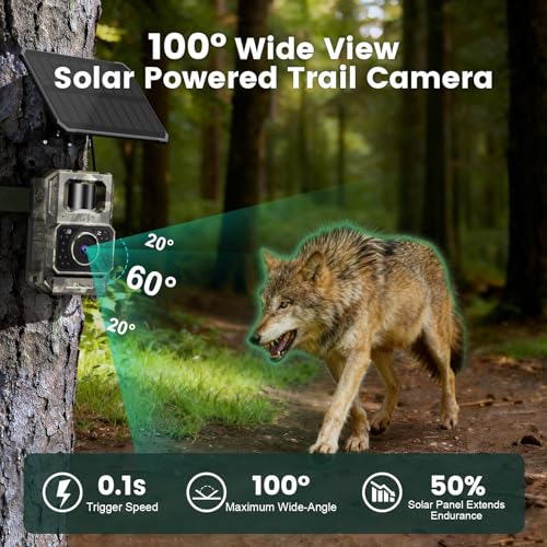 MAXDONE Solar WiFi Trail Camera, 4K 64MP Bluetooth Night Vision Game Camera | Solar Trail Camera for Deer Hunting Wildlife, WiFi Bluetooth game cameras with night vision motion activated IP66 waterproof - size: PH960W-1