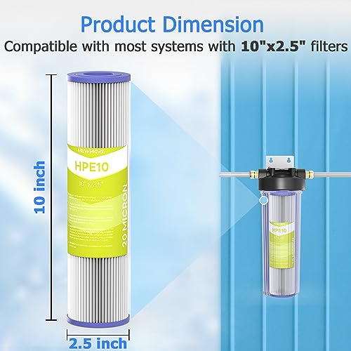20 Micron Whole House Water Filter Cartridge, 10" x 2.5", 6-Pack - size: 20 Micron, style: 6 Pack