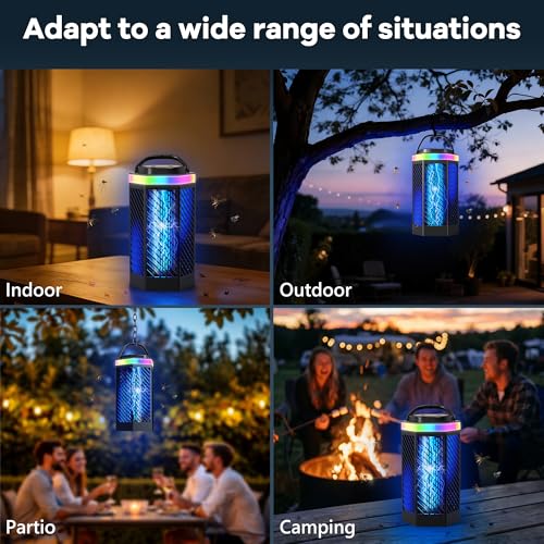 Bug Zapper Outdoor Indoor, Rechargeable Mosquito Zapper with 8000mAh Battery & LED Night Light, USB Charging Electric Fly Zapper, Portable Fly Trap Fly Killer for Patio, Backyard