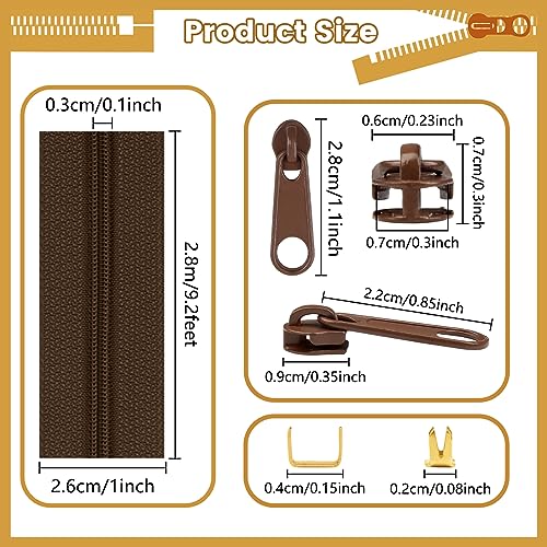DOITEM 3 mm Nylon Endless Zipper Set with Slider - 14 Meter, 12.5 Yard, 5 Colors - color: 3# Black Brown Gray