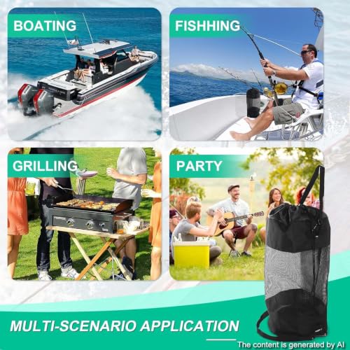 2 Pack Boat Trash Bag, Mesh Trash Bag for Boat with Top Closure | Boating Accessories Hanging Boat Garbage Can for Fishing Kayak Camping(Black)