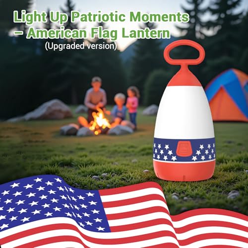 Kids Camping Lantern & Night Light Battery Powered, American Flag - color: American Flag