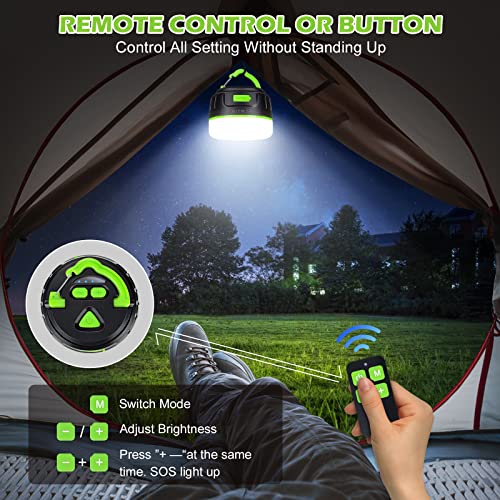 Sinvitron LED Camping Lantern Rechargeable with Remote Control - 1000LM 150H Runtime Tent Light, 5200mAh Water-Resistant Emergency Light for Hurricane Power Outages, Hiking Home - style: 2Pack Black&Green