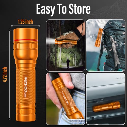 Rechargeable Flashlights High Lumens, G1000 Super Bright Flash Light 2 Pack, Small Zoomable LED Flashlight with 3 Lighting Modes, Portable Flashlight for Camping Essentials (Battery Included)-Orange - color: Orange, size: 2 Pack