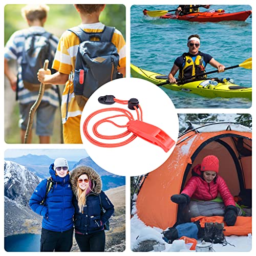CooBigo 4Pcs Emergency Whistles, Loud Shrill Safety Whistle with Reflective Lanyard for Climbing Hiking Camping Boat Kayak - color: 4pcs Red Whistle