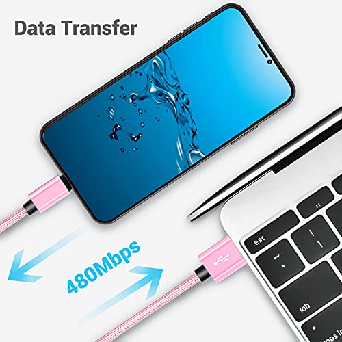Short USB C Cable [4-Pack 8 inch], 3A Fast Charging USB 2.0 Data Transfer to Type C Phone Charger Cord Nylon Braided Compatible with Samsung Galaxy S10 S9, Pixel 3, LG V30, Charging Station | USB 2.0 Data Transfer, Nylon Braided, Colorful, USB A to USB C