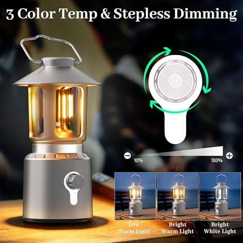 Camping Lantern Rechargeable, Telescopic 8000mAh Camping Light - color: Silver