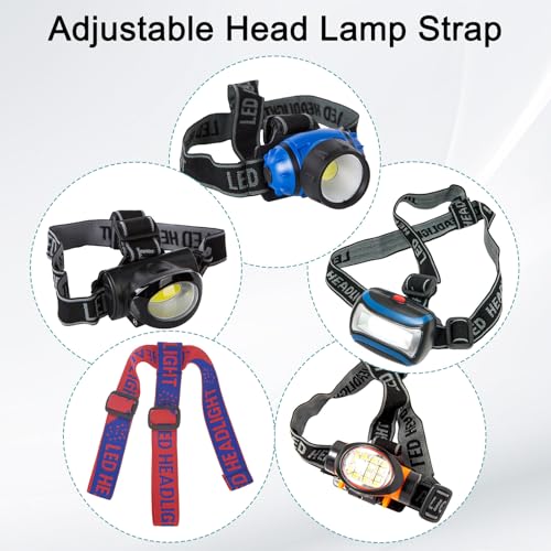 M METERXITY 3-Pack Headlamp Strap Replacement Headband, High Elastic Headlamp Adjustable Bicycles Head Band Belt for Flashlight Camping Riding [Red Blue, 1.65"/42mm] - color: Red Blue