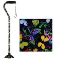 NOVA Offset Quad Cane for Seniors - Adjustable Walking Cane with Wrist Strap, Foam Handle, Anti-Rattle Lock - Lightweight Mobility Aid for Men and Women - Butterflies - color: Butterfly
