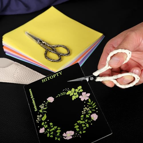 Vintage Small Embroidery Scissors, Mini Detail Shears with Cover | Stainless Steel, Precision Sharp Tip, All Purpose for Needlework, Threading, Sewing, Craft DIY, Stitch, Home, Travel, Office - color: White