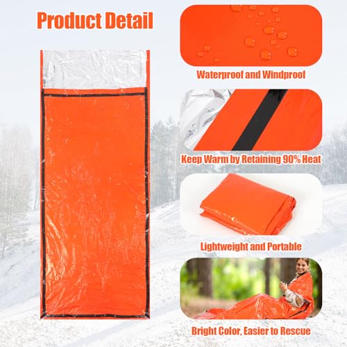 4 Pack Emergency Bivy Sack Bivy Bag - Emergency Sleeping Bags Survival Sleeping Bag Bivvy Sack Waterproof Lightweight Foil Military Patriot Compact Gear Blanket Thermal Escape Camping