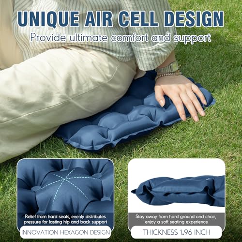 Inflatable Seat Cushion Portable Lightweight Stadium Seat Pad - color: Blue