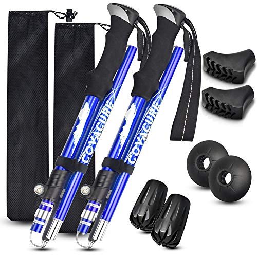 Covacure Hiking Poles Collapsible Lightweight-Aluminum 7075 Trekking Poles - color: Blue（100-120cm）