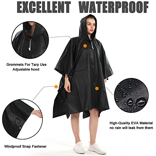 Rain Coats for Adults Man and Women- 2 Pack Waterproof Rain Ponchos Jacket with Hooded - color: Black-2 Pack
