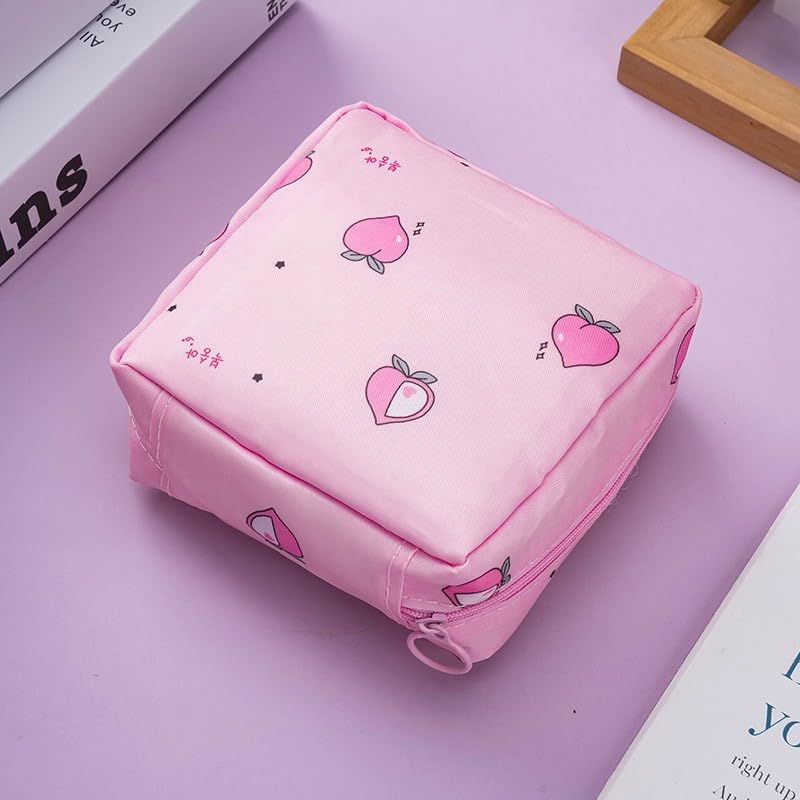 Sanitary Napkin Storage Bags, Reusable Tampon Organizer Pouch With Zipper, Portable Sanitary Bags for Feminine Products, Washable-Pink - color: Pink