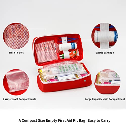 Portable Empty First Aid Kit Bag, Travel Medicine Pouch, Small Medical Bag (2 Pieces Red) - color: 2 Pieces Red