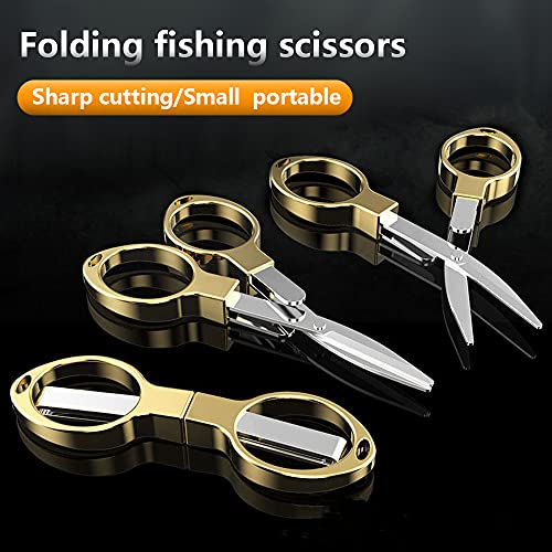 Folding Scissors, TSA Travel Scissors, Stainless Steel Mini Scissors | Portable Retractable Safety Scissors for Purse and Pocket, Sewing, Fishing, Crafting, Camping and Outdoor Activities, 1 Pack - size: Golden 1pcs