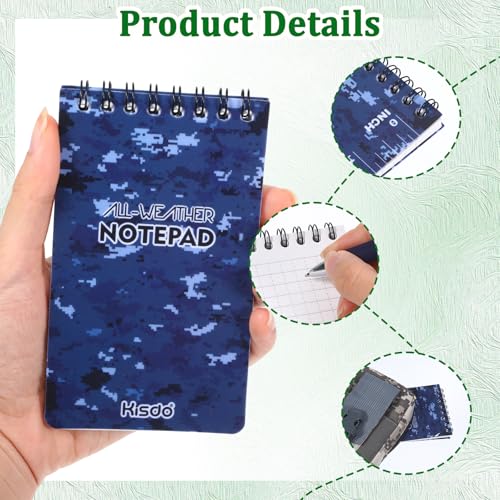 6 Pcs Waterproof Notebook Set, Write in The Rain Notebook, All Weather Notebook, Police Notepad, Field Notes Notebooks, 3 × 5" Pocket Notebook with Pen and Cover for Outdoor Activities Recording (Camouflage blue) - color: Camouflage blue