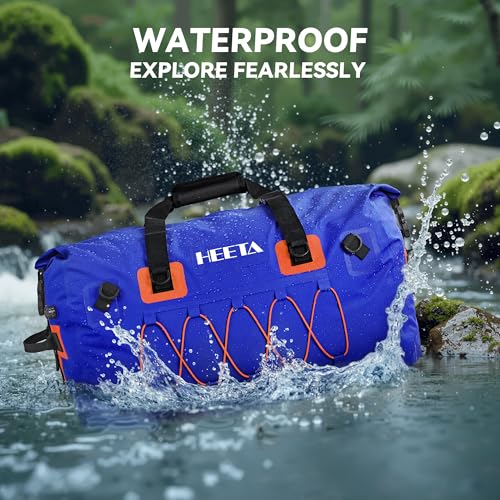 HEETA Waterproof Duffel Bag Travel Motorcycle Dry Bag Backpack 60L/80L/110L - color: Navy Blue, size: 60L