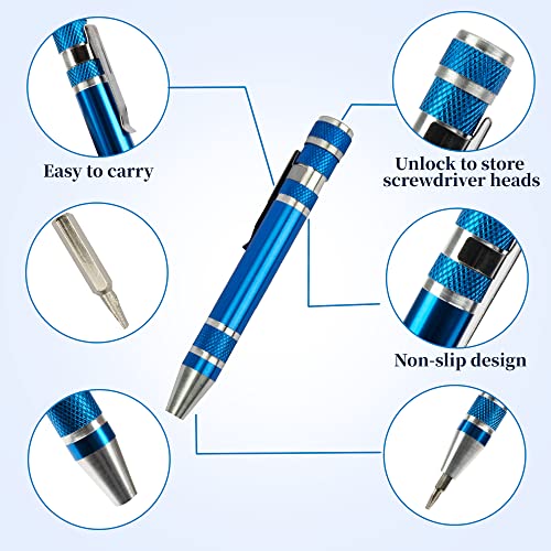 SWATOM 8 in 1 Mini Screwdriver Set Small Screwdrivers Pen Magnetic Repair Tools EDC Compact Precision Gadgets for Computer Eyeglasses Daily Home Improvement Use (Blue) - color: Blue