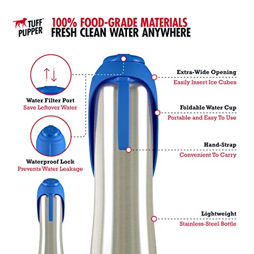 PupFlask Large Dog Water Bottle, Portable Stainless Steel Travel Bowl - color: Nebulas Blue, size: 40 Ounce