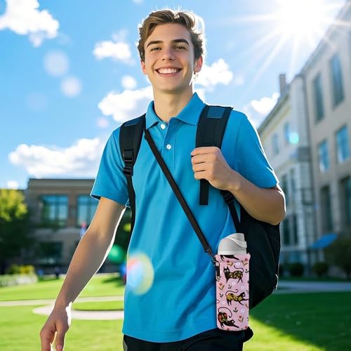 RICHEN Neoprene Water Bottle Carrier Bag with Adjustable Shoulder Strap,Insulated Water Bottle Cover for Stainless Steel/Glass/Plastic Bottles - color: BC-51, size: 500ml